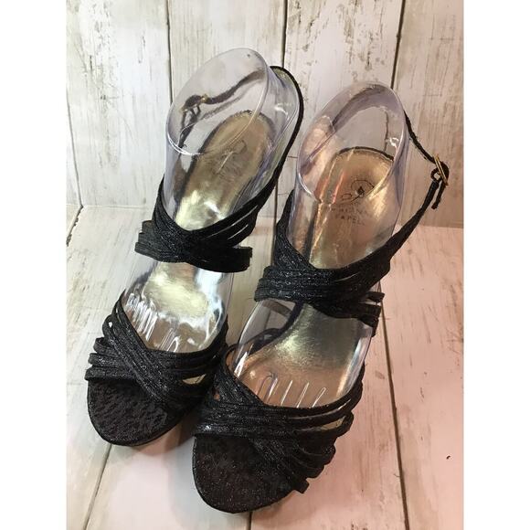 Adrianna Papell Aiden Black Heels Strappy Sandal pumps size 9 - Picture 5 of 8
